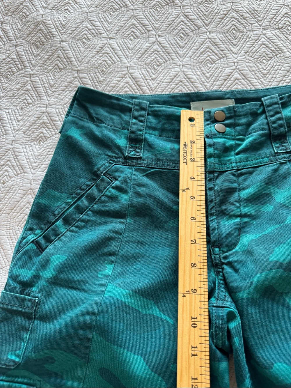 Anthropologie Austin Cargo Trousers Pants Camo Dark Turquoise Size 27 - Picture 12 of 16